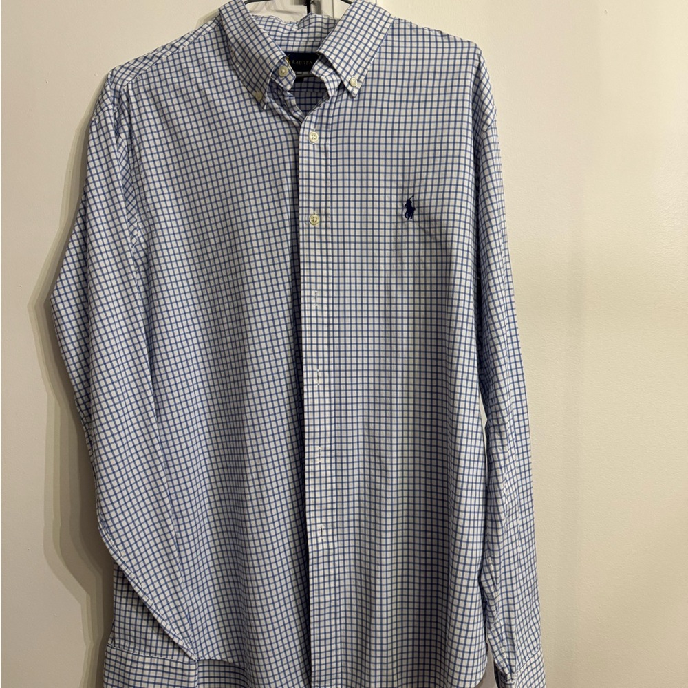 Ralph Lauren White and Blue Plaid Men's Shirt
